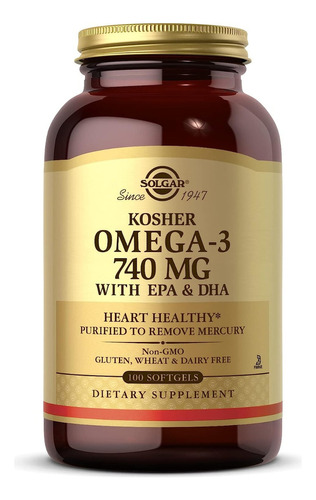 Omega 3 740 Mg Kosher Solgar 100 Softgel