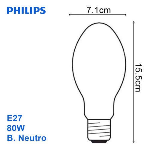 Lampada Descarga Alta Pressão Vapor Mercurio 80w E27