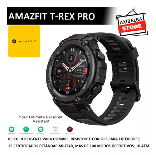  Amazfit T-Rex Pro - Reloj inteligente para hombre, resistente  con GPS para exteriores, 15 certificados estándar militar, más de 100 modos  deportivos, 10 ATM, resistente al agua, batería de 18 días