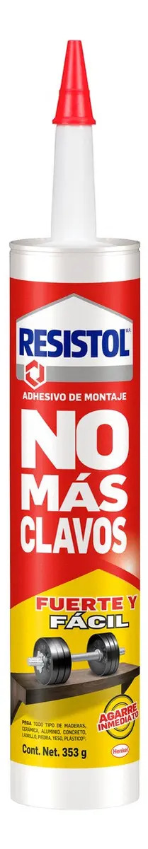Adhesivo Líquido Resistol No Más Clavos Fuerte y Fácil para Madera y Cerámica, Blanco de 353 g