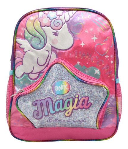 Mochila Onix Unicornio Magia Believe In Magic Estampado Rosa Kinder 163566 Ruz