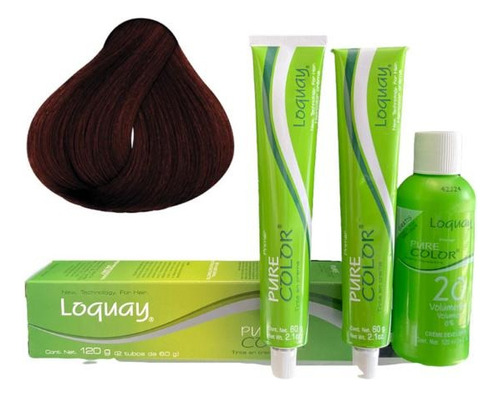  Kit Tinte Loquay 120g + Revelador 120ml Tonos Disponibles Tono 5.5 castaño claro caoba