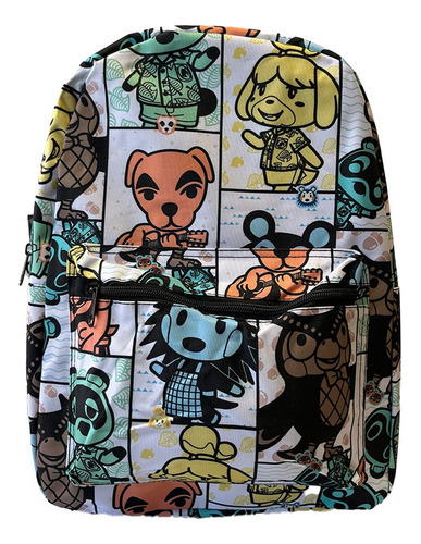 Mochila Animal Crossing Infantil De Viaje Para Niños Escolar Color Blanco Diseño De La Tela Liso