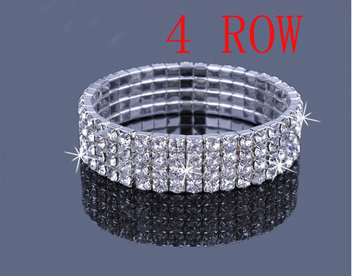 Brazalete Stretch Super Bling Plata Diamante Cristal Checo P