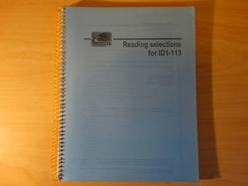 Reading Selections For Id1-113, Inglés Técnico Y Científico