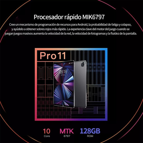 Imagen 9 de 10 de Tableta Mt6797 Chip 10.1 128gb Azul Y 6gb Memoria Ram