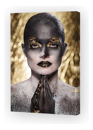 Cuadro 20x30cm Mujer Oro Mirando Frente Rezando Make Up