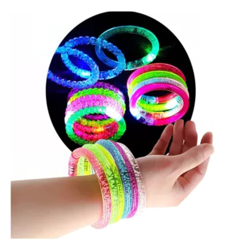 Pulsera Led Luminosa Cambia Color X Unidad Cotillon Luminoso