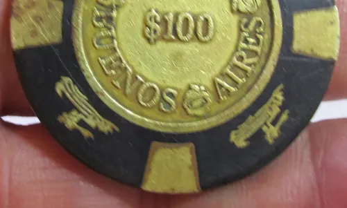 Antigua Ficha Casino Buenos Aires, De Bronce, 100 Pesos (Usado)