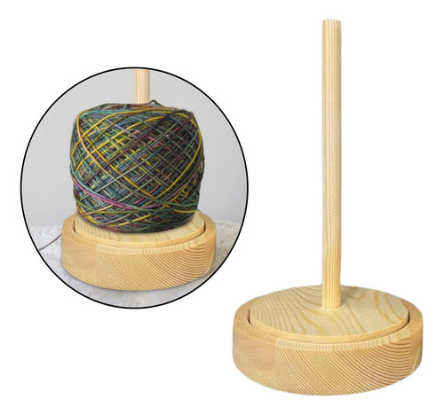 Soporte De Carrete De Hilo Giratorio De Madera Multiusos