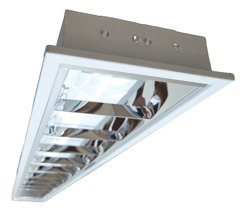 Luminária Comercial Embutir Aleta Parabólica 2xt8 De 120cm Estrutura Branco 110v/220v