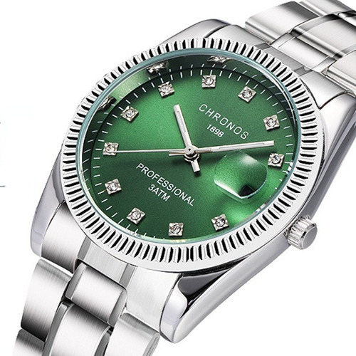 Reloj De Cuarzo Chronos Diamond Con Calendario A Prueba De A Color Del Fondo Negro
