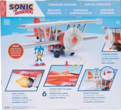 Sonic The Hedgehog, Set De Avión Biplano Tornado Con Figura