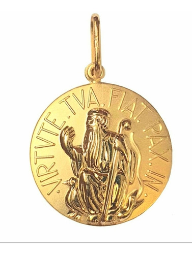 Medalha São Bento Em Ouro 18k Modelo Sentado Frete Grátis