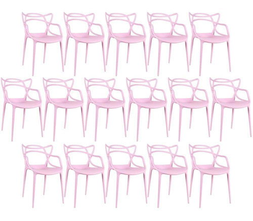 Kit  16 X Cadeiras Allegra Cozinha Jantar Restaurante Cor Da Estrutura Da Cadeira Rosa