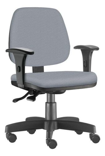 Kit 2 Cadeira Giratória Job Escritório Couro Sintético Cinza