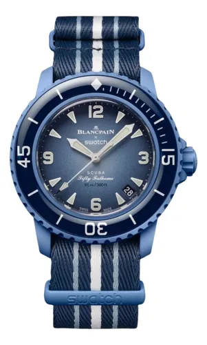 Relógio Swatch X Blancpain Atlantic Ocean So35a100 Azul Relógio Swatch X Blancpain Atlantic Ocean So35a100 Azul