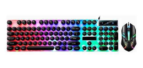 Kit De Teclado Y Mouse Alambrico Usb Luz Led Rgb Para Pc Lap