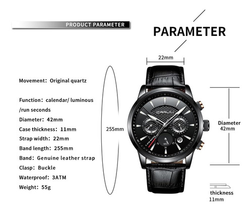 Crrju Reloj De Pulsera Para Hombre De Negocios Con Fecha Aut