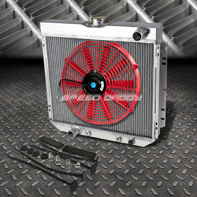 3-row Aluminum Radiator+1x 14 Fan Red For Ford Pinto Mer Oae