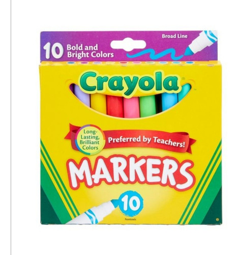 Marcadores Escolares Crayola Caja De 10 Colores Brillantes