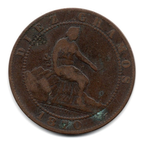 Moneda España 10 Centimos Año 1870 Km#663