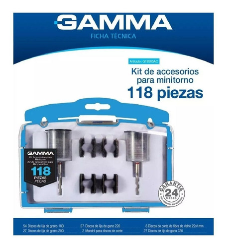 Imagen 2 de 6 de Set Kit Accesorios Para Minitorno Gamma Juego 118 Piezas