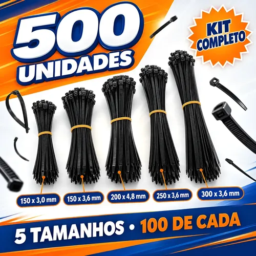 Kit 500 Fita Hellerman Cinta Plástica Enforca Gato 5 Tamanhos
