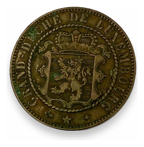 Moneda Antigua De Bronce País De Luxemburgo 10 Centimos 1865 (Usado)