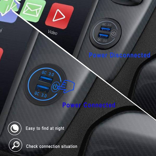 Cargador De Coche Con Enchufe De Carga Rápida Usb Dual 12v-2