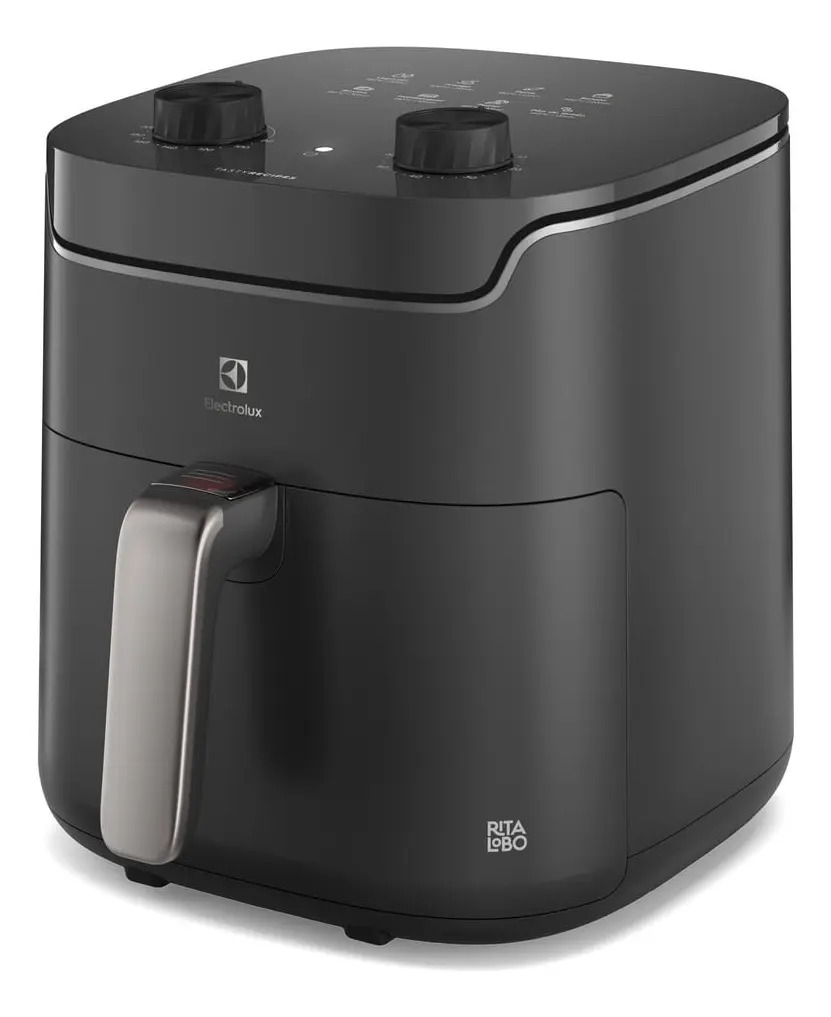 Air fryer Fritadeira Elétrica Electrolux EAF40 1400W sem oleo Rita Lobo 5,6L 8 receitas pré-sugeridas timer 60 minutos desligamento automático cesto removivel dupla camada antiaderente - Cinza