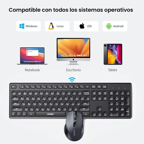 Combo Teclado Y Mouse Ugreen Inalambrico 2.4 Ghz
