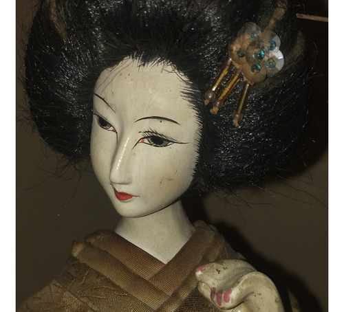 Boneca Antiga Decorativa Gueixa Japonesa Quimono Seda (Usado)