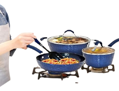 Juego De Ollas 7 Pzs Amercook Diamante Azul