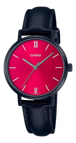 Reloj Casio Ltp-vt02bl-4a Originales Local Barrio Belgrano Color de la malla Negro Color del bisel Negro Color del fondo Rojo