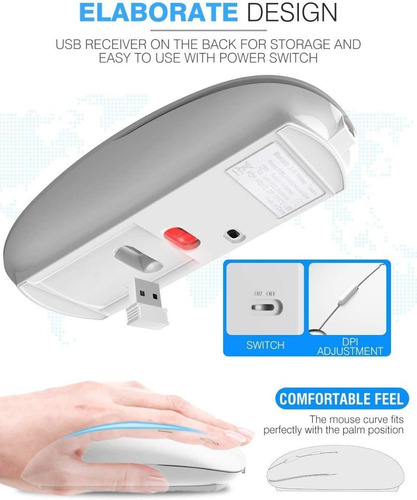 Imagen 4 de 7 de Ratón Inalámbrico Usb Recargable 2.4g Wireless Mouse