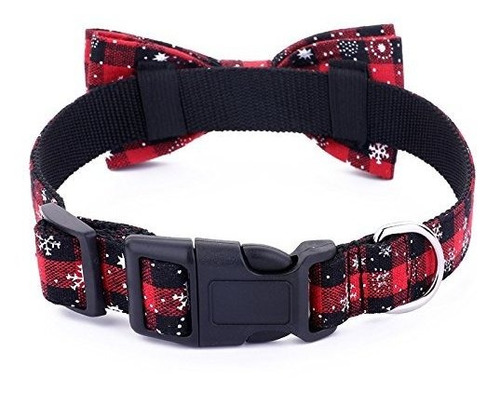 Collar Navidad Perro Con Lazo Desmontable, Cuadros