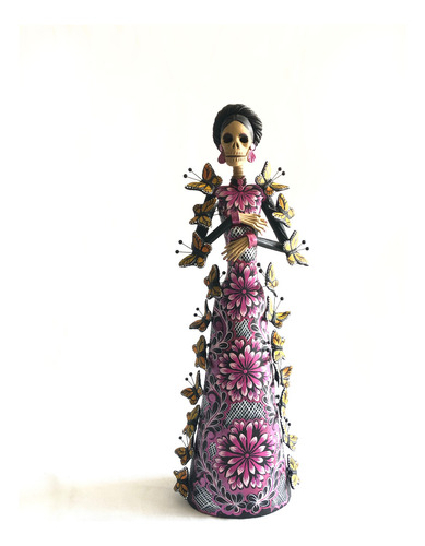 Catrina Mariposa Monarca - Día De Muertos - 50 Cm. - Barro