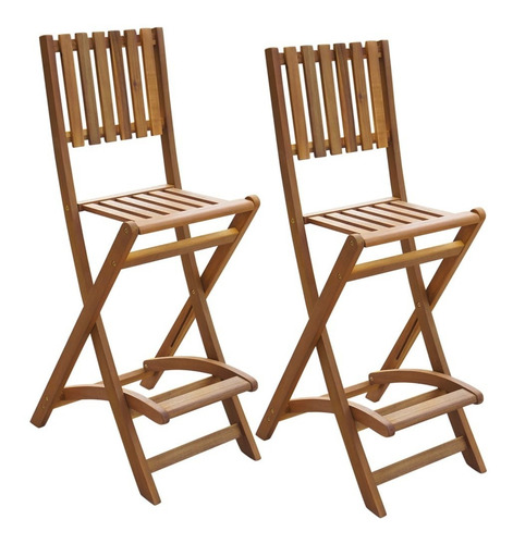 Taburetes De Bar Plegables Para Exteriores 2 Pzas De Madera