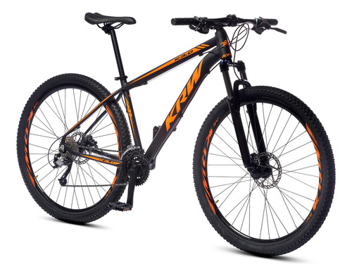 Bicicleta Aro 29 Krw Alum 27v Shimano Acera Hidrál Trava S31 Cor Preto/Laranja Fosco