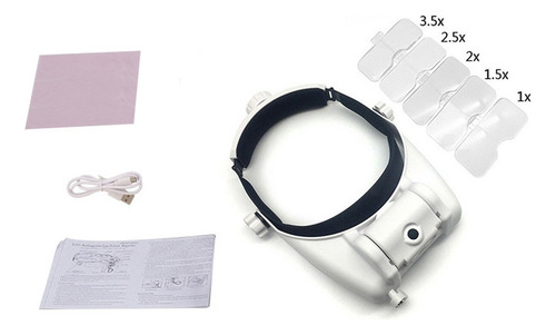 Diadema Luz Led Visera Lupa Para La Cabeza Reparación