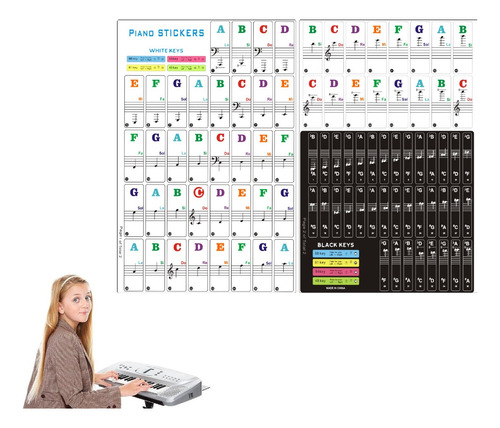 Calcomanía De Notas Stocker Para Piano Principiant,88pz