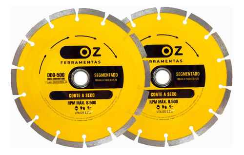 Kit 2 Disco Diamantado Segmentado 7 ( 180mm ) Cor Amarelo