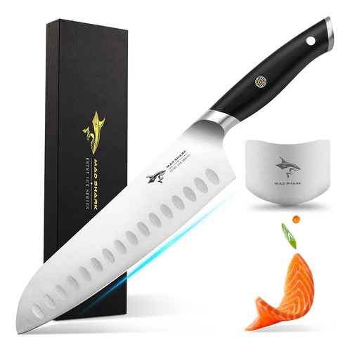 Mad Shark - Cuchillo De Chef Profesional Santoku De 8 Pulga