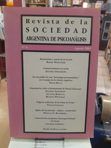Revista Sociedad Argentina Psicoanalisis N# 6. Agosto 2003