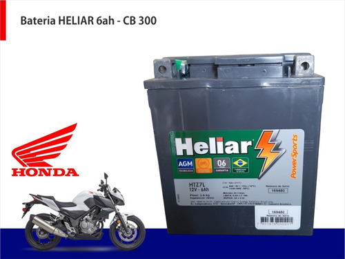 Bateria Moto Heliar Htz7 Twister/tornado/falcon/cb300/fazer