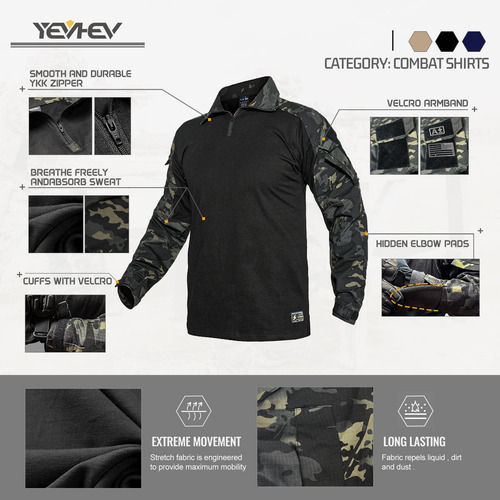 Pavehawke G3 - Camisa De Camuflaje Con Coderas Para Hombre,