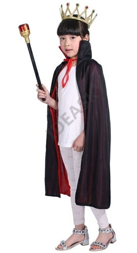 Imagen 7 de 7 de Capa Bruja Vampiro Mago Talla S Disfraz Halloween 85cm Largo