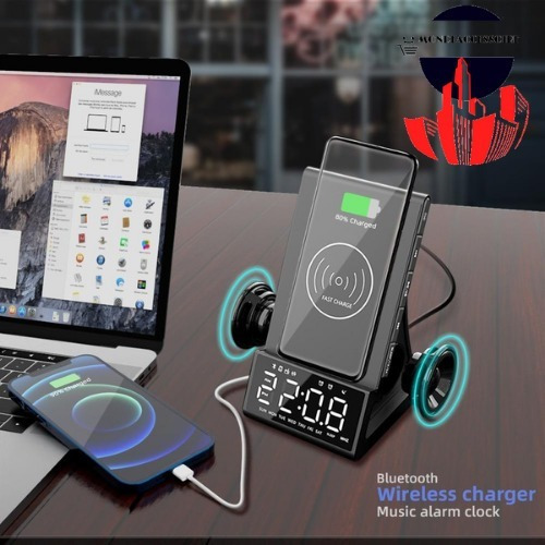 M&a Wireless Charger Alarm Clock Bluetooth Speaker Led Smart