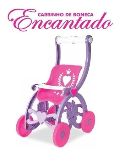 Imagem 3 de 4 de Carrinho De Boneca Encantado Rosa Bebê Reborn 60 Cm Lugo